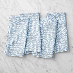 Geometric Checked Napkins, Set of 4, Blue