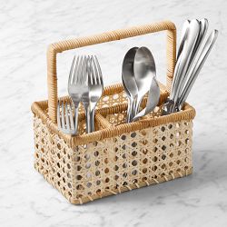 Two Tone Rattan Flatware Caddy
