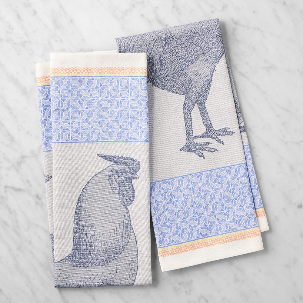 Bright Jacquard Towels, Set of 2 - Set of 2, Rooster & Chicken