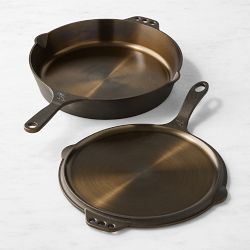 Smithey Seasoned Cast Iron Flat Top Griddle & Skillet Set, 12"