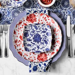 Marlo Thomas x Williams Sonoma Red Floral Appetizer Plates, Set of 4