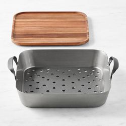 Williams Sonoma Outdoor Stainless-Steel Deep Square Grill Basket with Trivet