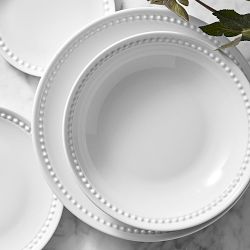Pillivuyt Beaded Coupe Porcelain Pasta Bowl Set with Serving Bowl