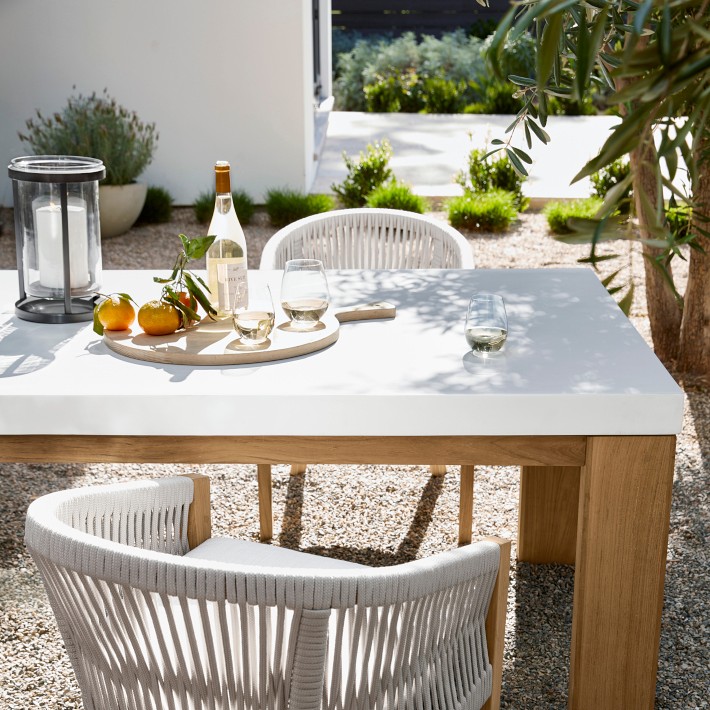 Larnaca Outdoor Teak Fiberstone Dining Table | Williams Sonoma