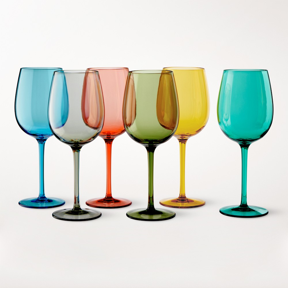 DuraClear® Tritan™ Outdoor Multi-Colored Spritz Glasses, Set of 6 - Set of 6, Multicolored