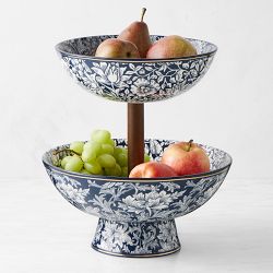 Morris & Co. x Williams Sonoma Bluebell Two Tier Porcelain Fruit Bowl