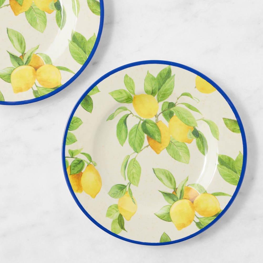 Lemon Outdoor Melamine Salad Plates - Set of 8
