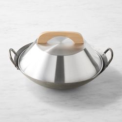 Williams Sonoma Carbon Steel Flat-Bottom Wok with Side Handles & Wok Lid