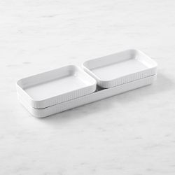 Pillivuyt Plisse Porcelain Appetizer Trays, Mixed Sizes, Set of 2
