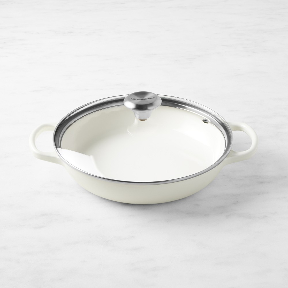 Le Creuset Signature Enameled Cast Iron Braiser with Glass Lid, 2 1/4-Qt. - 2 1/4-Qt., White