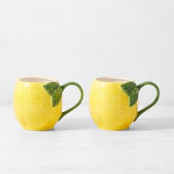 Lemon Figural Mugs, Set of 2
