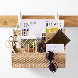 Hold Everything Rattan Hanging Mail Basket