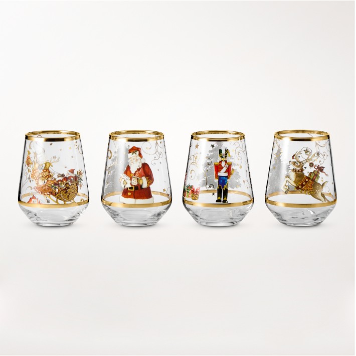 Twas the Night Before Christmas Nutcracker Stemless Wine Glasses, Set of 4