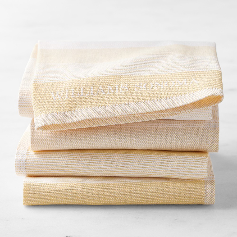 Williams Sonoma Logo Stripe Towels - Set of 4, Yellow