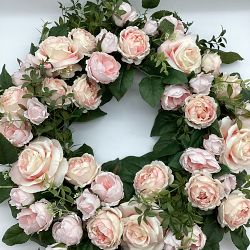OPEN BOX:UV Protected Famille Rose Pink Faux Wreath