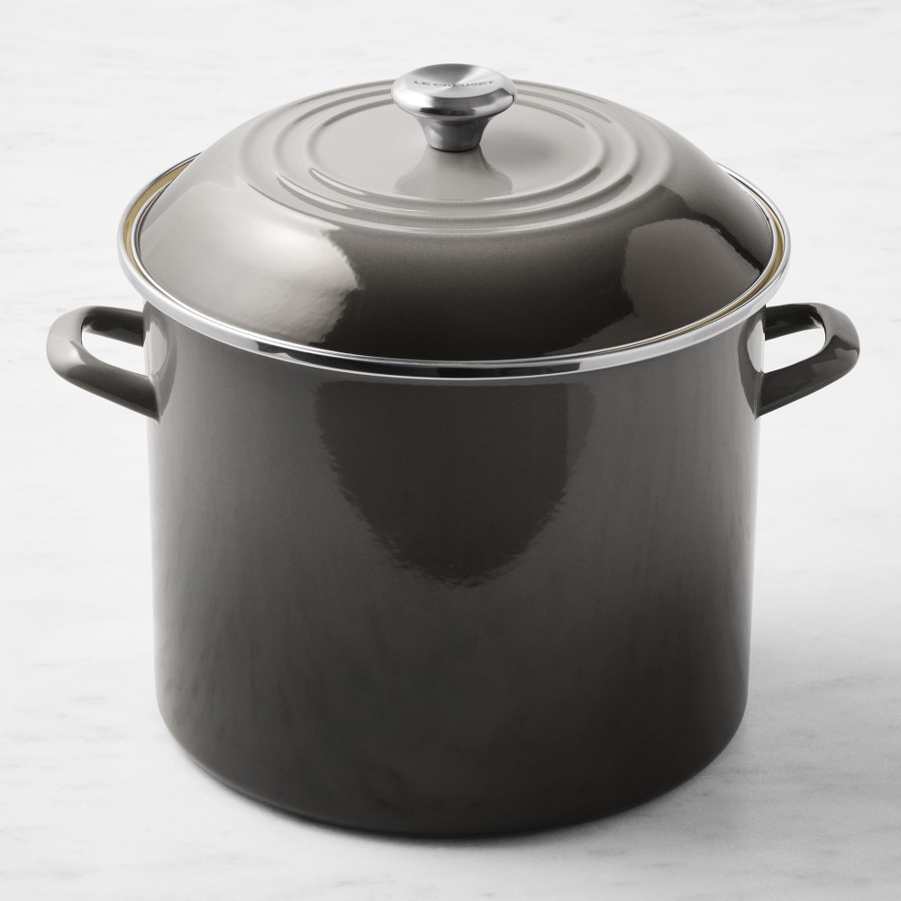 Le Creuset Enameled-Steel Stock Pot with Stainless-Steel Knob - 16-Qt., Oyster