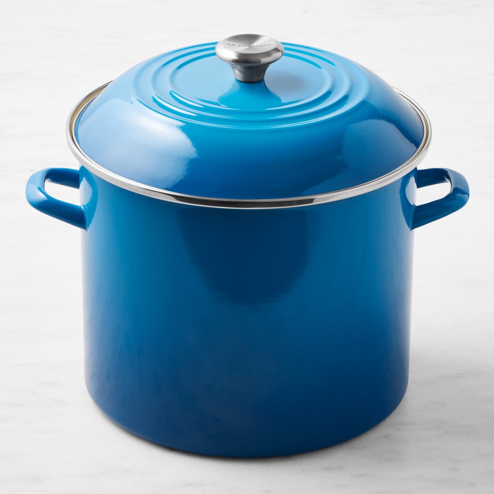 Le Creuset Enameled-Steel Stock Pot with Stainless-Steel Knob - 16-Qt., Marseille
