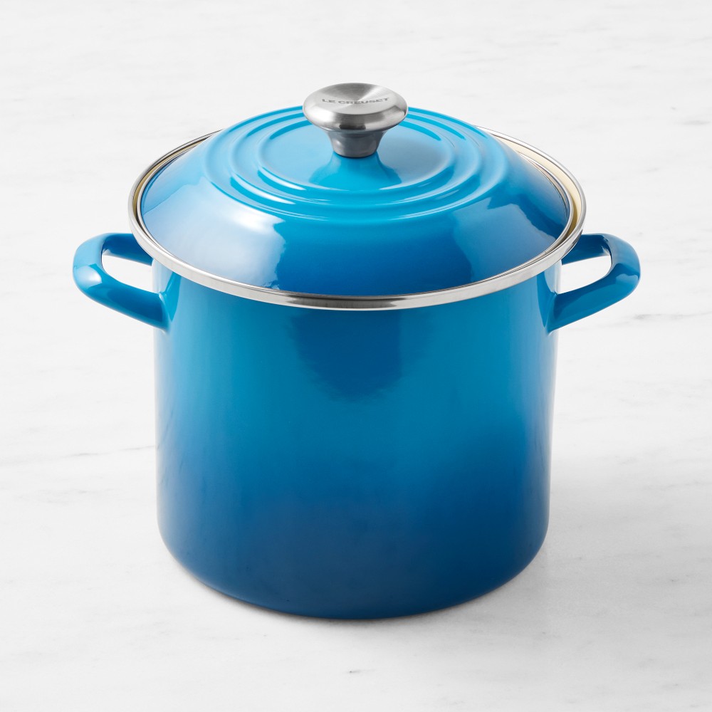 Le Creuset Enameled-Steel Stock Pot with Stainless-Steel Knob - 8-Qt., Marseille