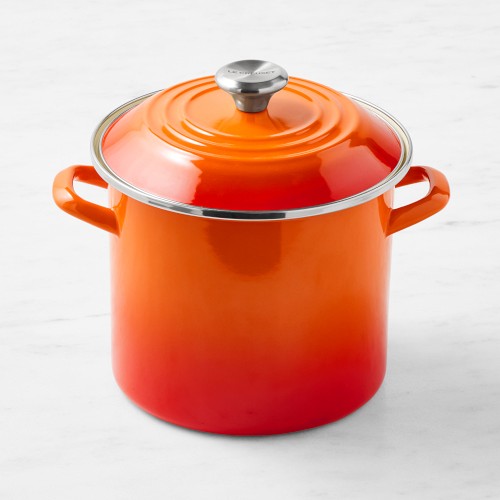 Le Creuset Enameled-Steel Stock Pot, 8-Qt., Flame