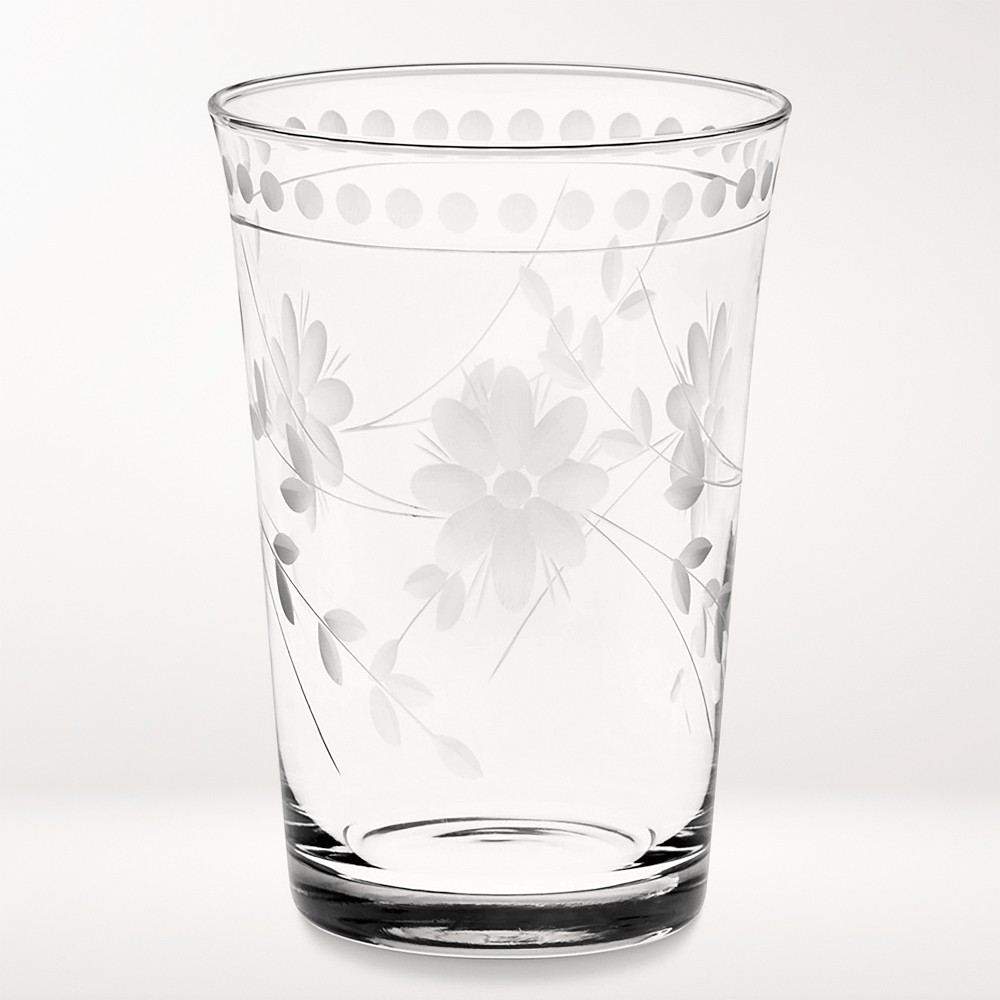 Vintage Etched Tumblers 9-oz - Set of 4, Clear