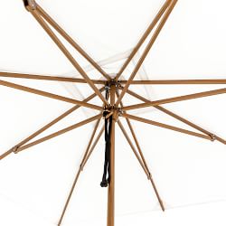 8.5' Square Centre Post Straight Valance Performance Umbrella with Contrast Binding, Wood Finish