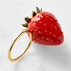 Cloisonné Strawberry Napkin Rings, Set of 4