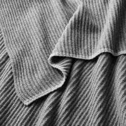 Eco-Friendly Contrast Edge Cashmere Knit Throw, Grey