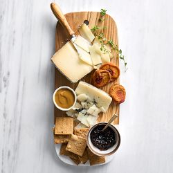 Olivewood &amp; White Marble Rectangular Cheese Board