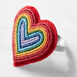 Beaded Heart Napkin Rings, Set of 4