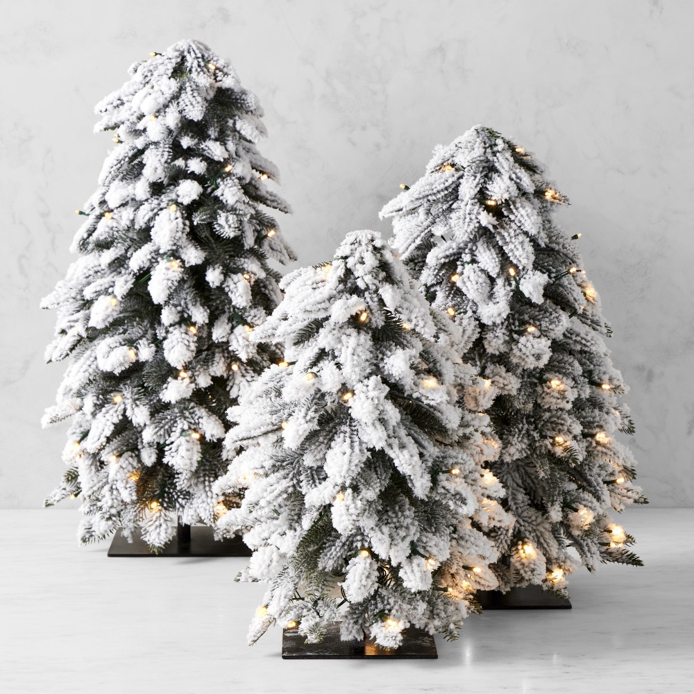 Jeff Leatham Winter White Faux Tabletop Tree with Twinkle Lights