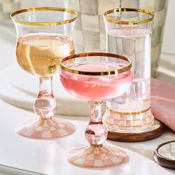 MacKenzie-Childs Rosy Check Highball Glasses