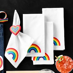 Rainbow Embroidered Napkins, Set of 4
