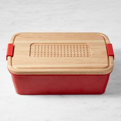 Williams Sonoma Deep Marinade Tray with Rubberwood Lid