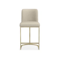 OPEN BOX: Bradley Upholstered Curved Back Counter Stool, Plush Weave, Taupe