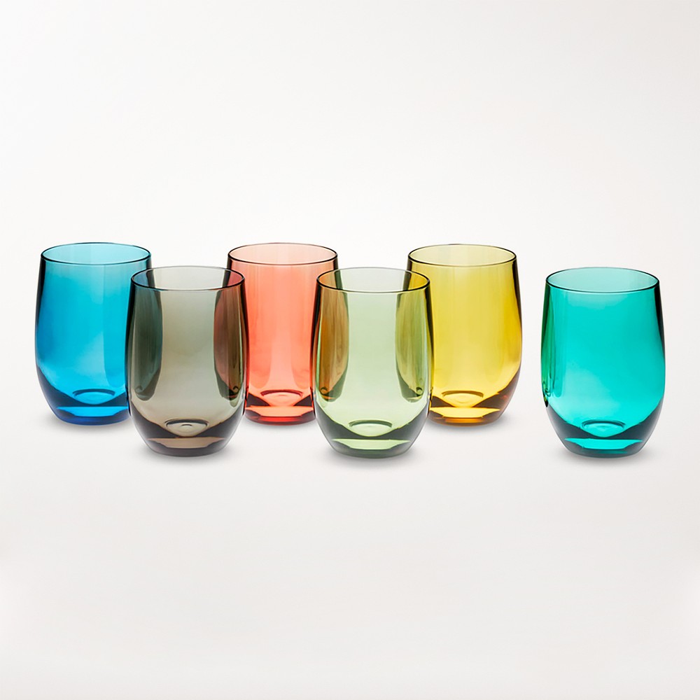 DuraClear® Tritan Multicolored Outdoor Stemless Wine Glasses, Set of 6 - Set of 6, Multicolored