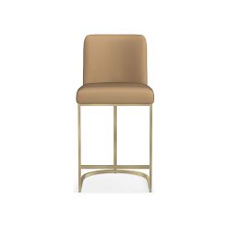 OPEN BOX: Bradley Upholstered Curved Back Counter Stool, Vegan Leather, Taupe