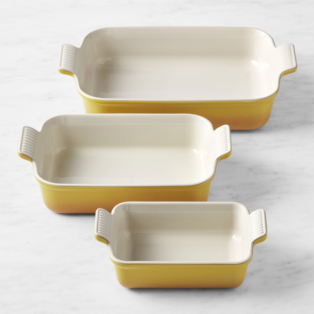 Le Creuset Heritage Open Rectangular Dishes in Nectar, Set of 3