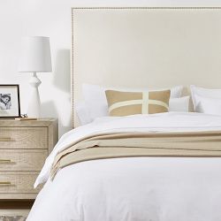 Brooklyn Nontufted Upholstered Bed &amp; Headboard with Nailheads