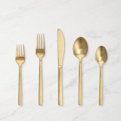 OPEN BOX: Fortessa Arezzo 5-Piece Flatware Set, Brushed Gold