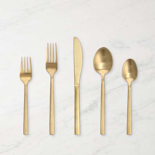 Fortessa Arezzo 5-Piece Flatware Set, Brushed Gold