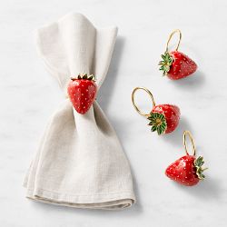 Cloisonné Strawberry Napkin Ring, Set of 4