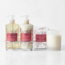 Williams Sonoma Winter Berry Hand Soap, Hand Lotion and Candle 4-Piece Set, Classic, Stainless
