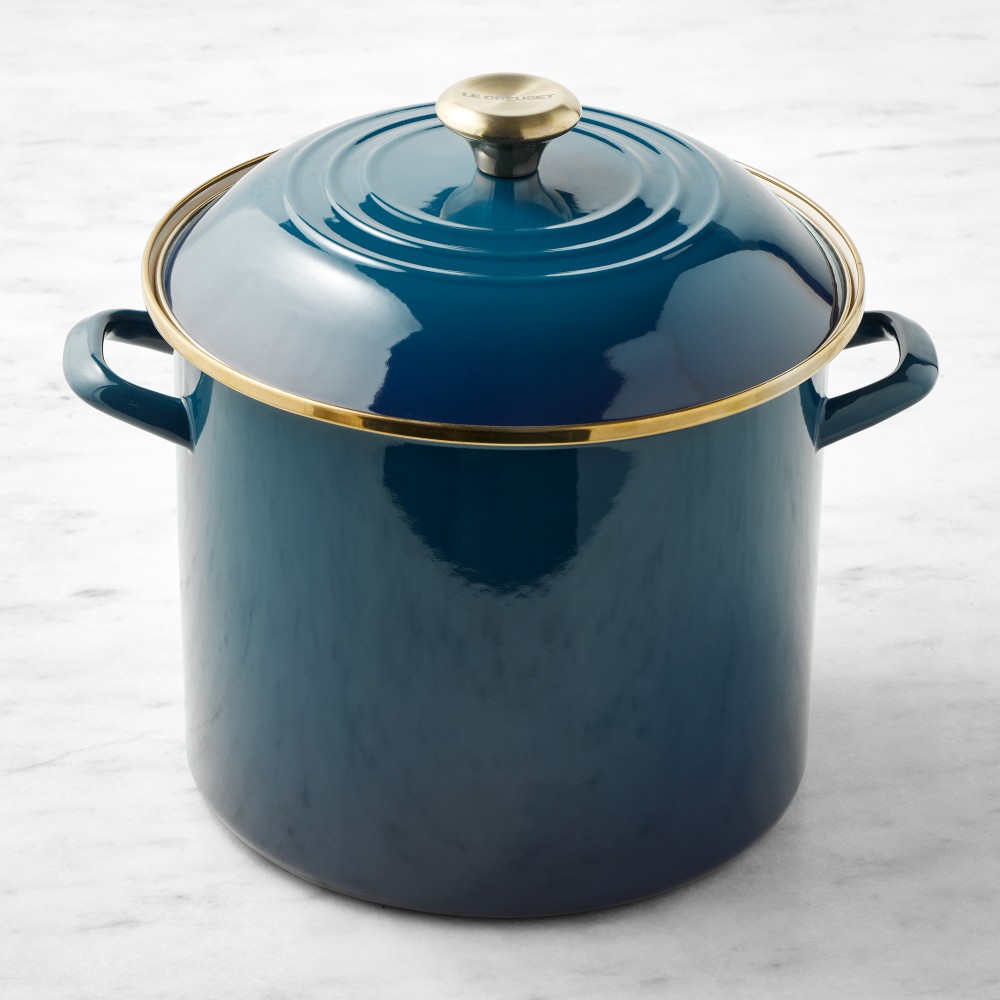 Le Creuset Enameled-Steel Stock Pot with Stainless-Steel Knob - 12-Qt., Agave