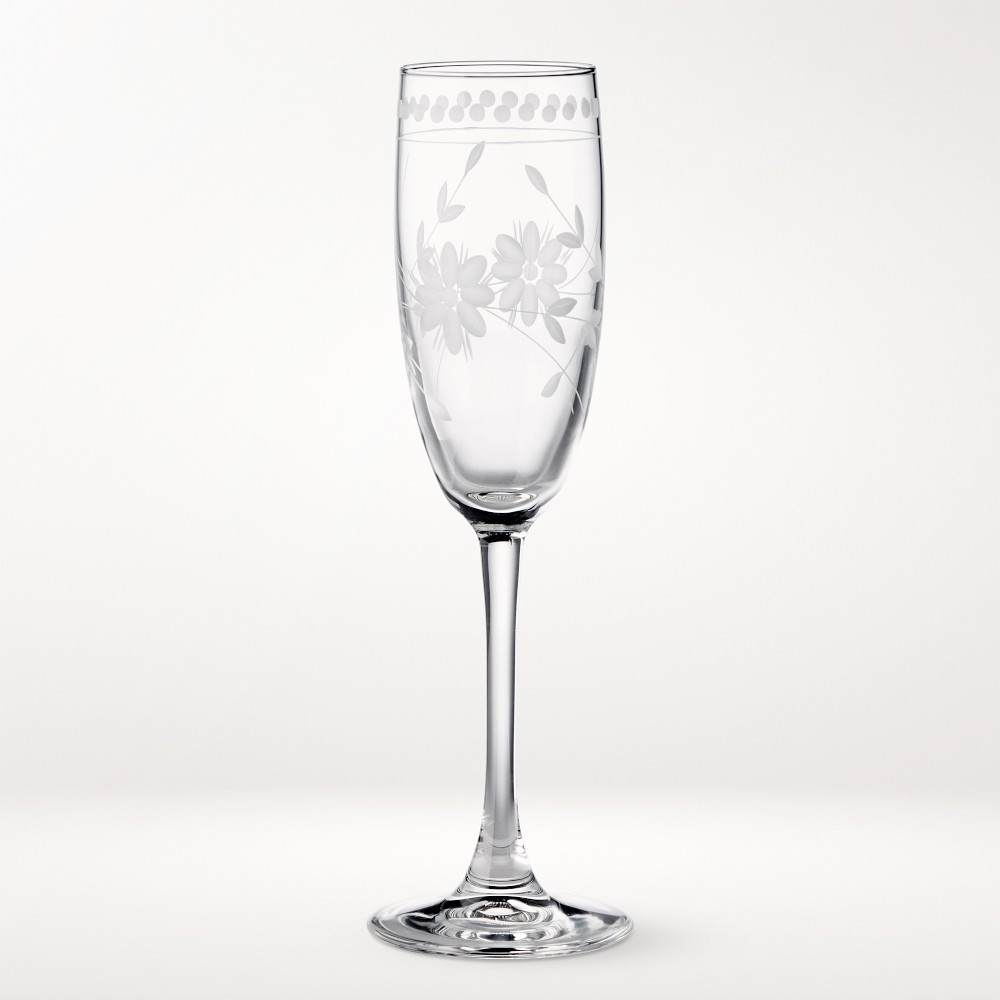 Vintage Etched Toasting Champagne Flutes - Set of 4