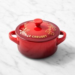 Le Creuset Holly Mini Cocotte 8oz, Cerise Red with Gold