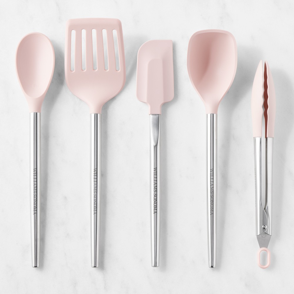 Williams Sonoma Stainless-Steel Silicone Utensils, Set of 5 - Dusty Rose, Set of 5
