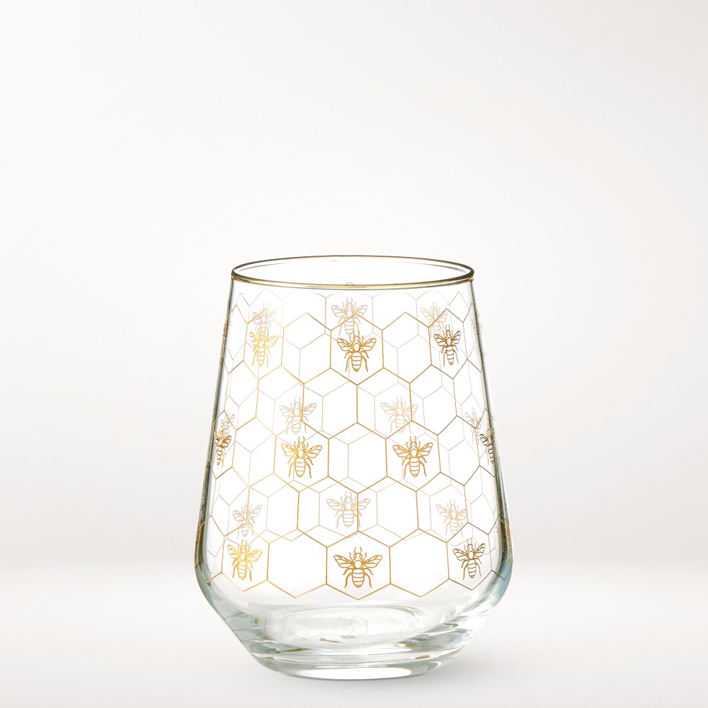 Honeycomb Stemless Wine Glasses - Set of 4