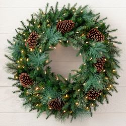 Balsam Hill Mixed Evergreen Pre-Lit Faux Wreath &amp; Garland