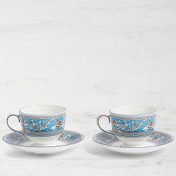 Wedgwood Florentine Turquoise Cups &amp; Saucers, Set of 2