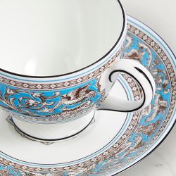 Wedgwood Florentine Turquoise Cups &amp; Saucers, Set of 2